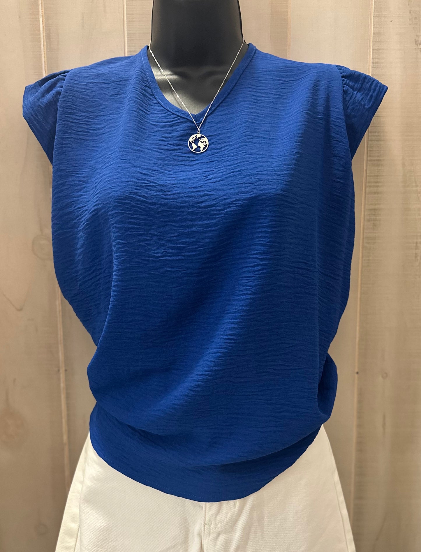 V-Neck Top Ruffle Sleeve