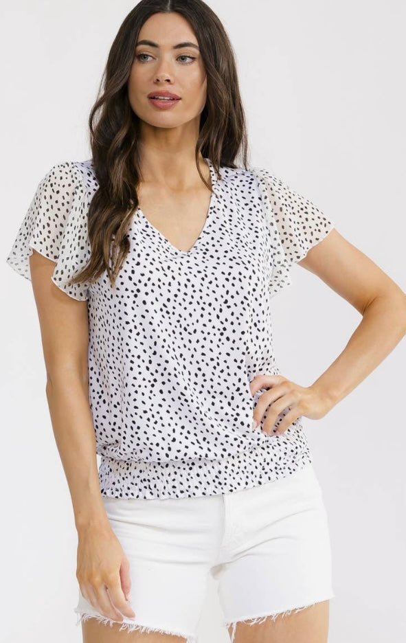 Black & White Flutter Sleeve