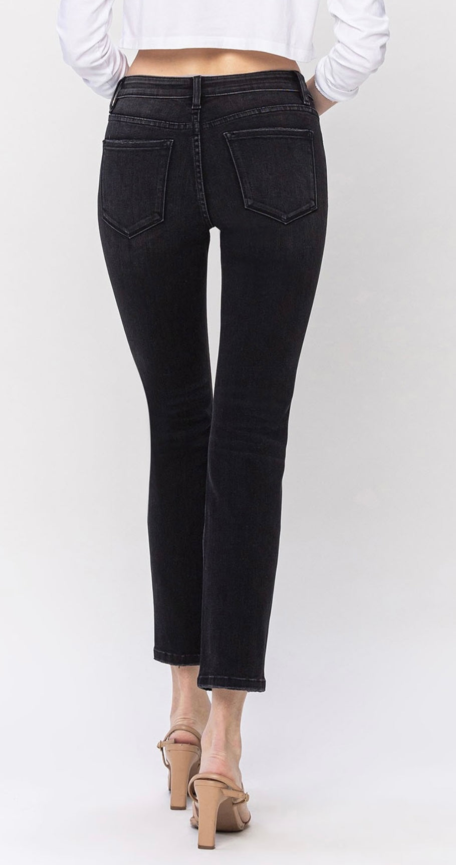 Vervet Mid Rise Straight Black Denim