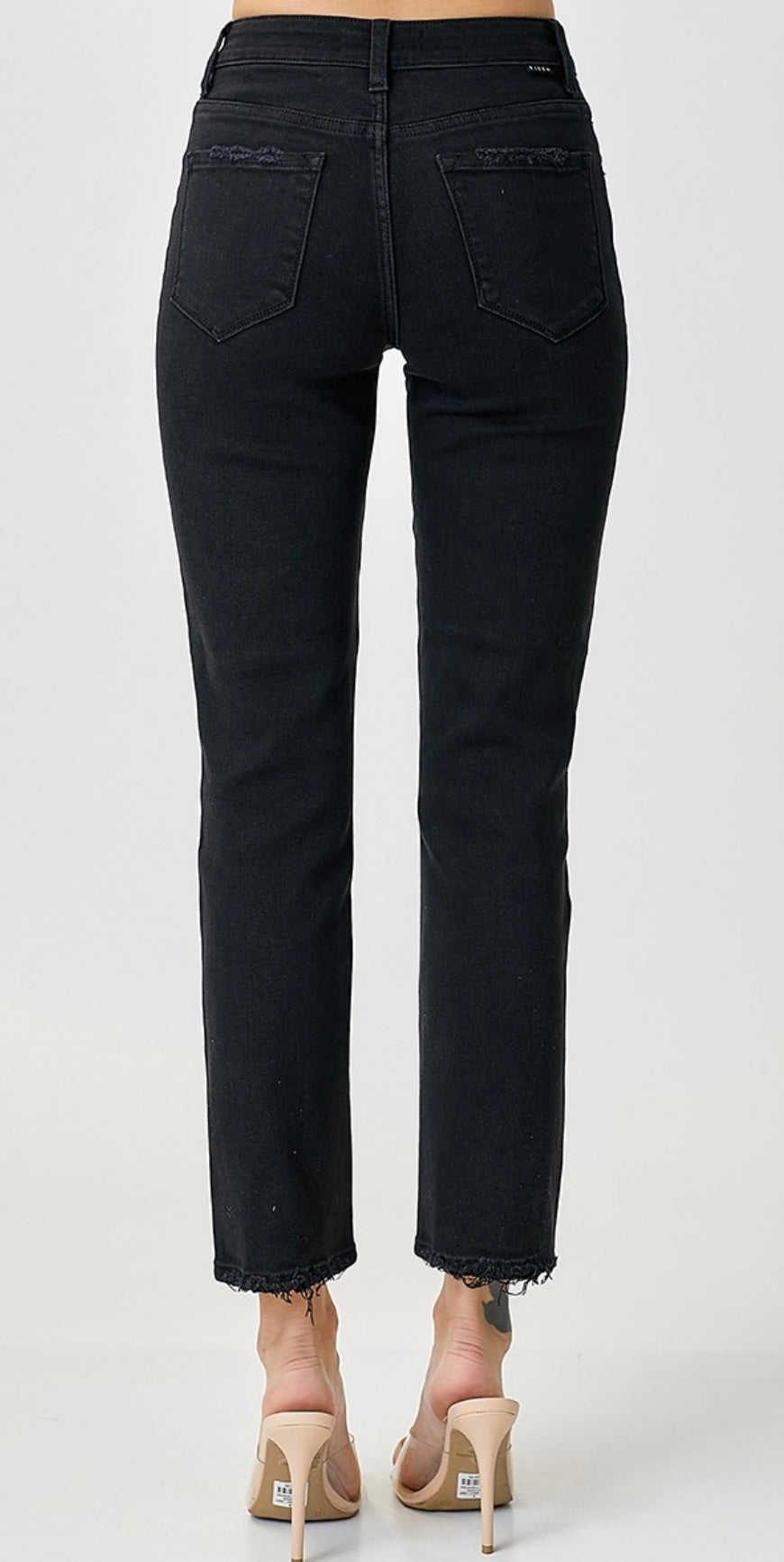 Risen Button Fly Straight Black Denim