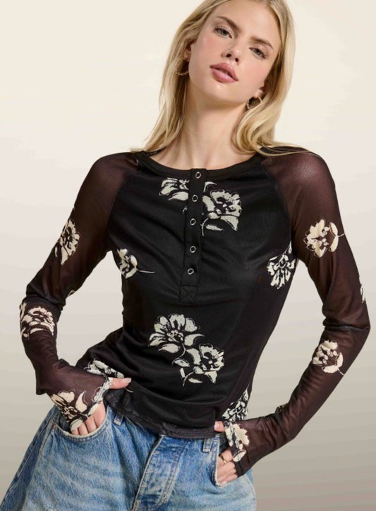 Cream Floral Top