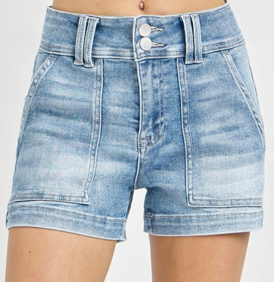 Front Pocket Denim Shorts