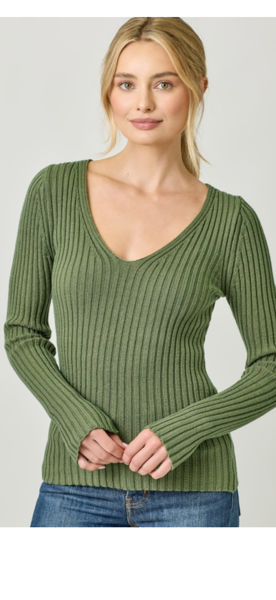 V-Neck Rib Sweater