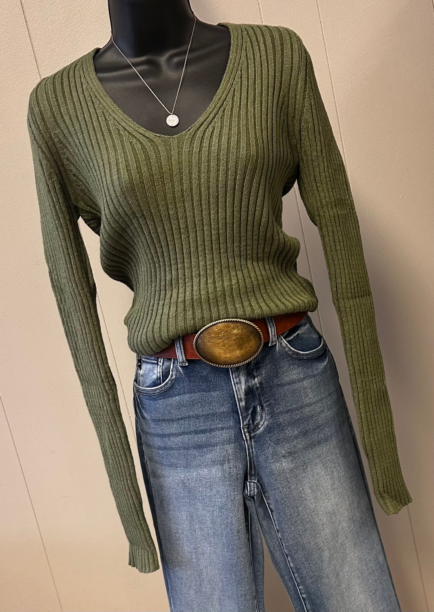 V-Neck Rib Sweater