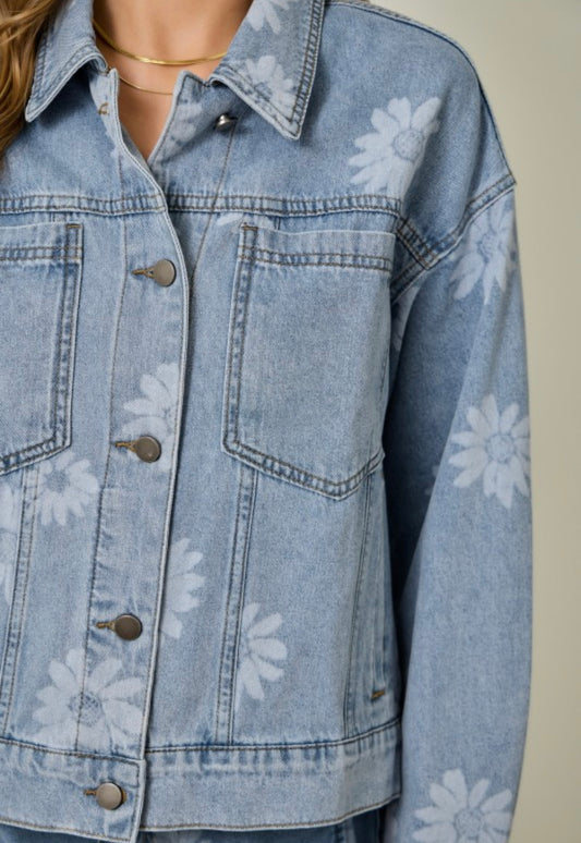 Daisy Printed Denim Jacket
