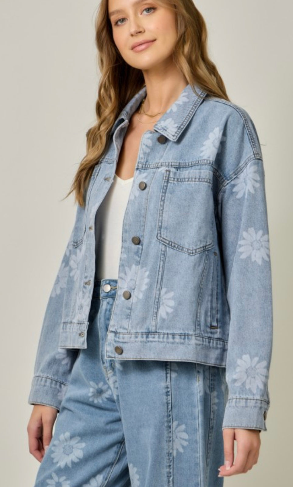 Daisy Printed Denim Jacket