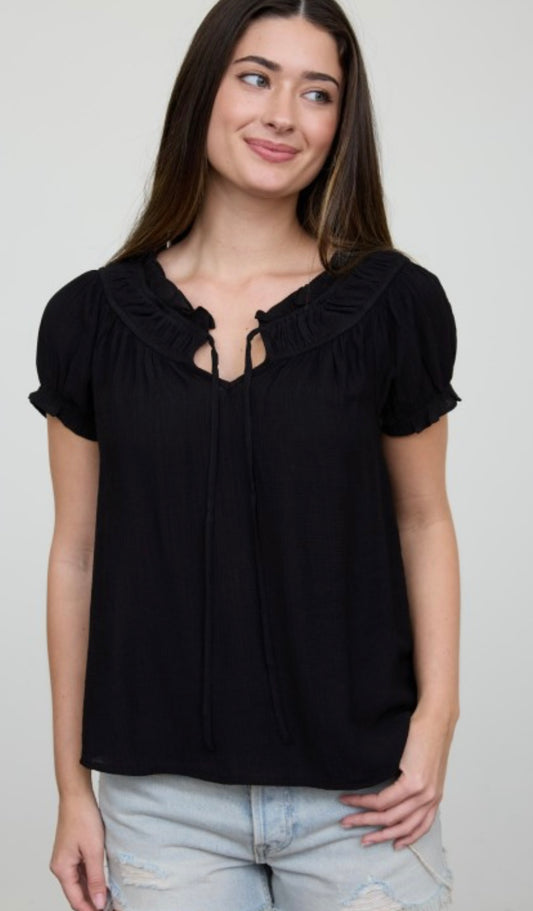 Front Tie Ruffled Top