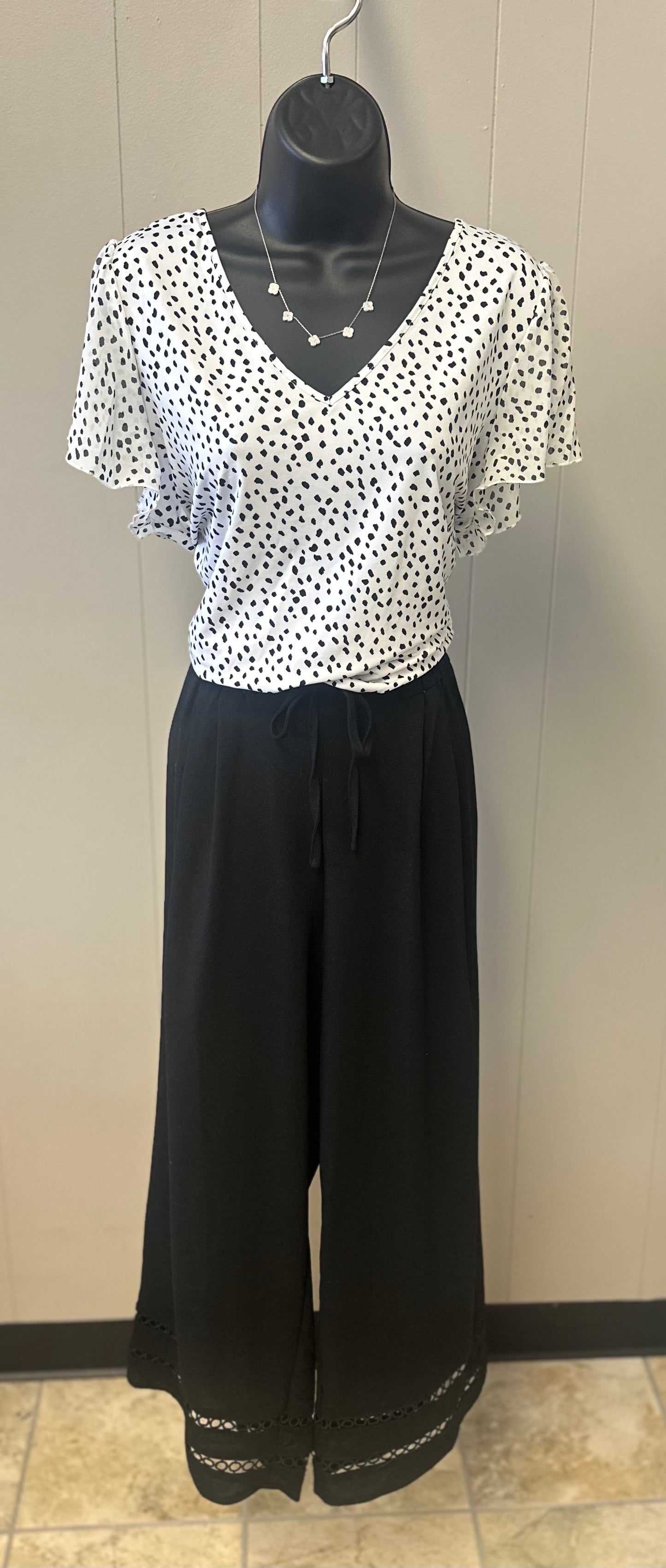 Black & White Flutter Sleeve