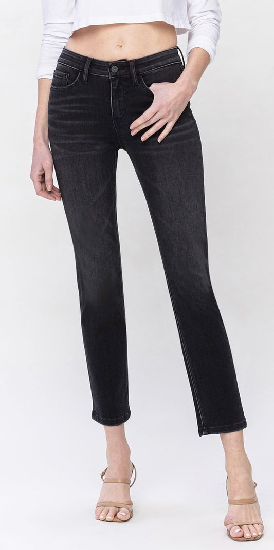 Vervet Mid Rise Straight Black Denim